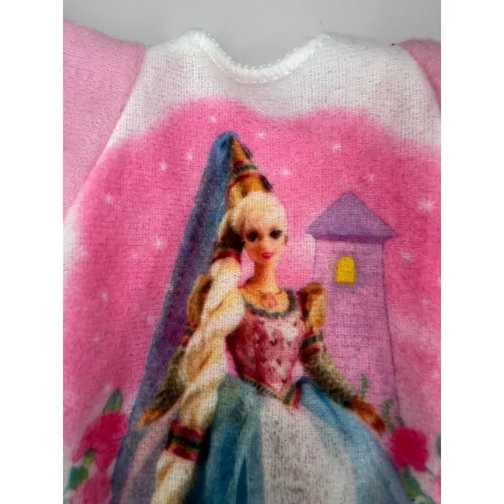 Vintage Barbie‎ Nightgown Pink & White Soft Cozy Slip-Over Head 7.5